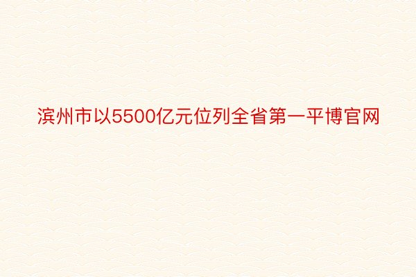 滨州市以5500亿元位列全省第一平博官网